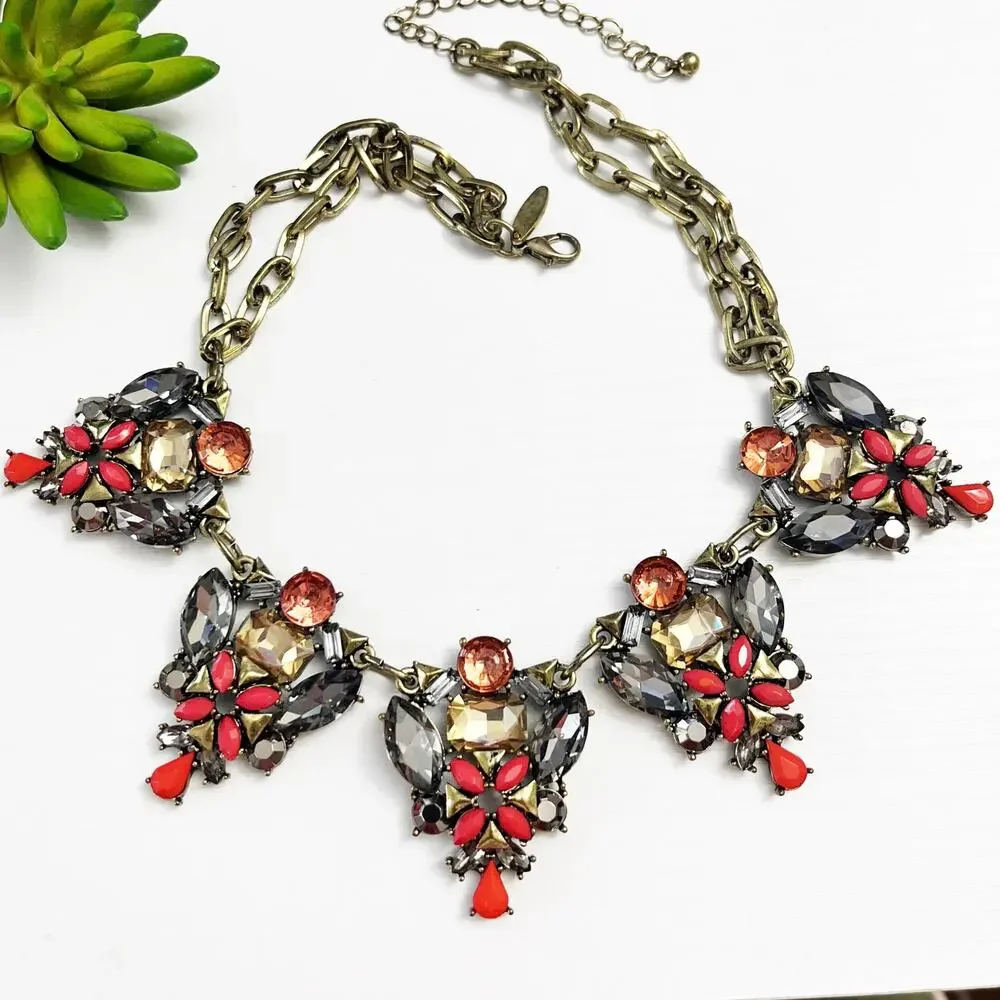 New York & Company Stone Cluster Statement Necklace